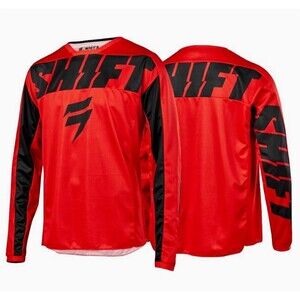 Shift Motocross Jersey Whit3 White Label Black Red MX Cycle MTB Youth Large New